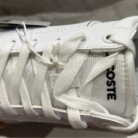 Lacoste White Tennis Shoes with Green Accent - Picture 2 of 11